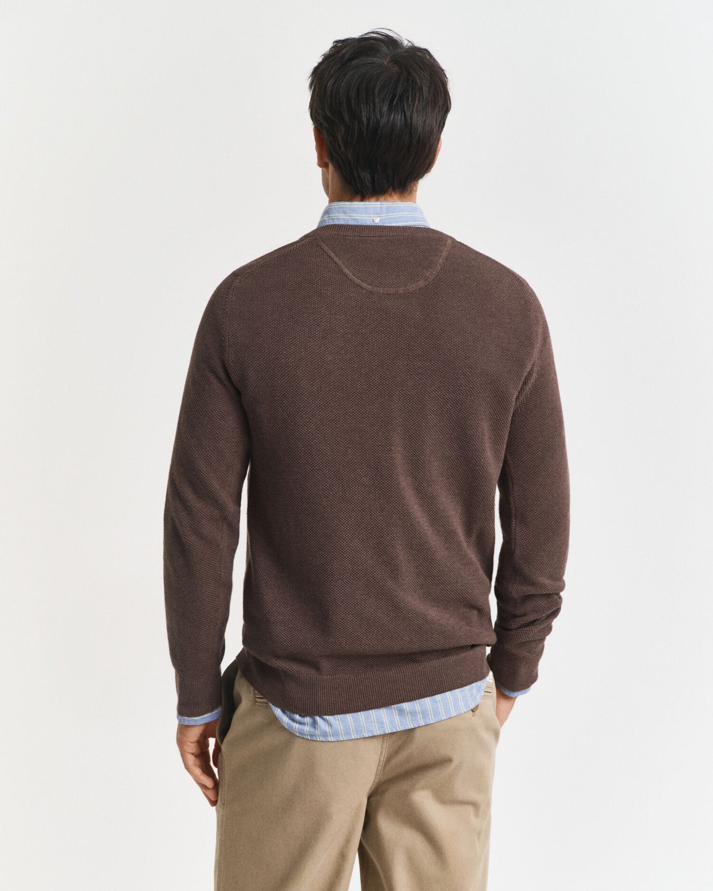 Baumwoll-Piqué-Pullover mit Rundhalsausschnitt