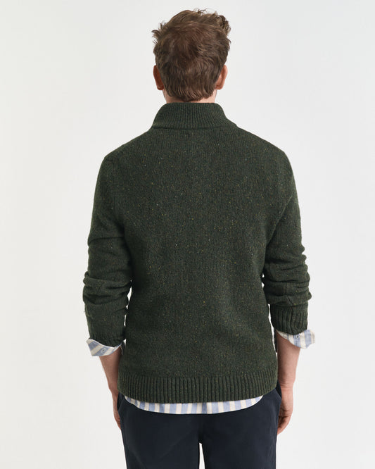 Pull mi-boutonné en laine mélangée texturée