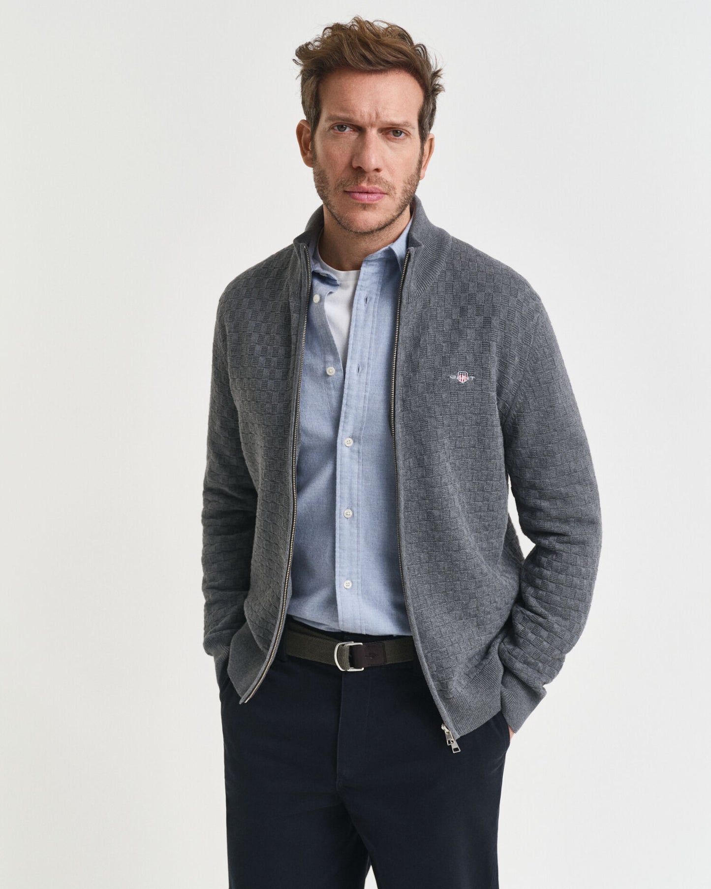 Pullover mit Mikrostruktur-Reißverschluss