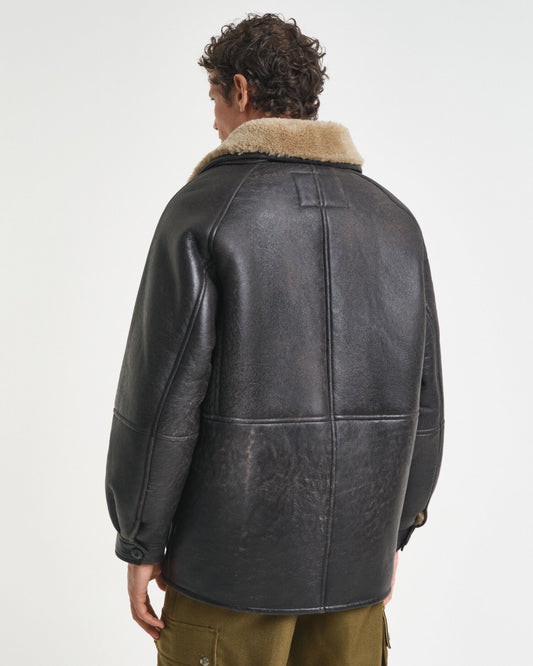 Eingetragene Lammfelljacke aus Leder