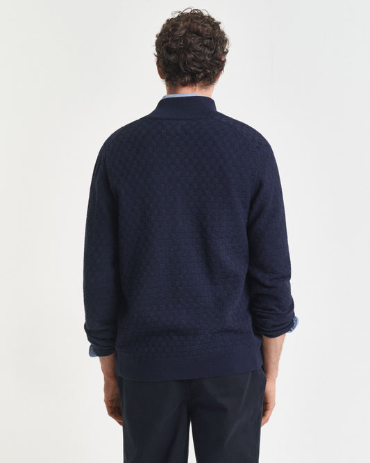 Pull zippé micro texturé
