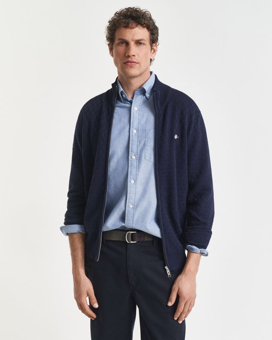 Pull zippé micro texturé