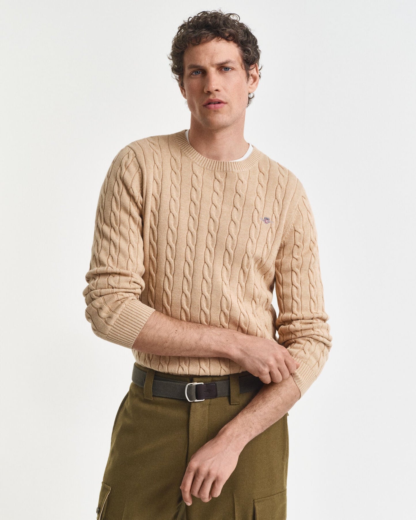 Pull ras-du-cou en maille torsadée de coton