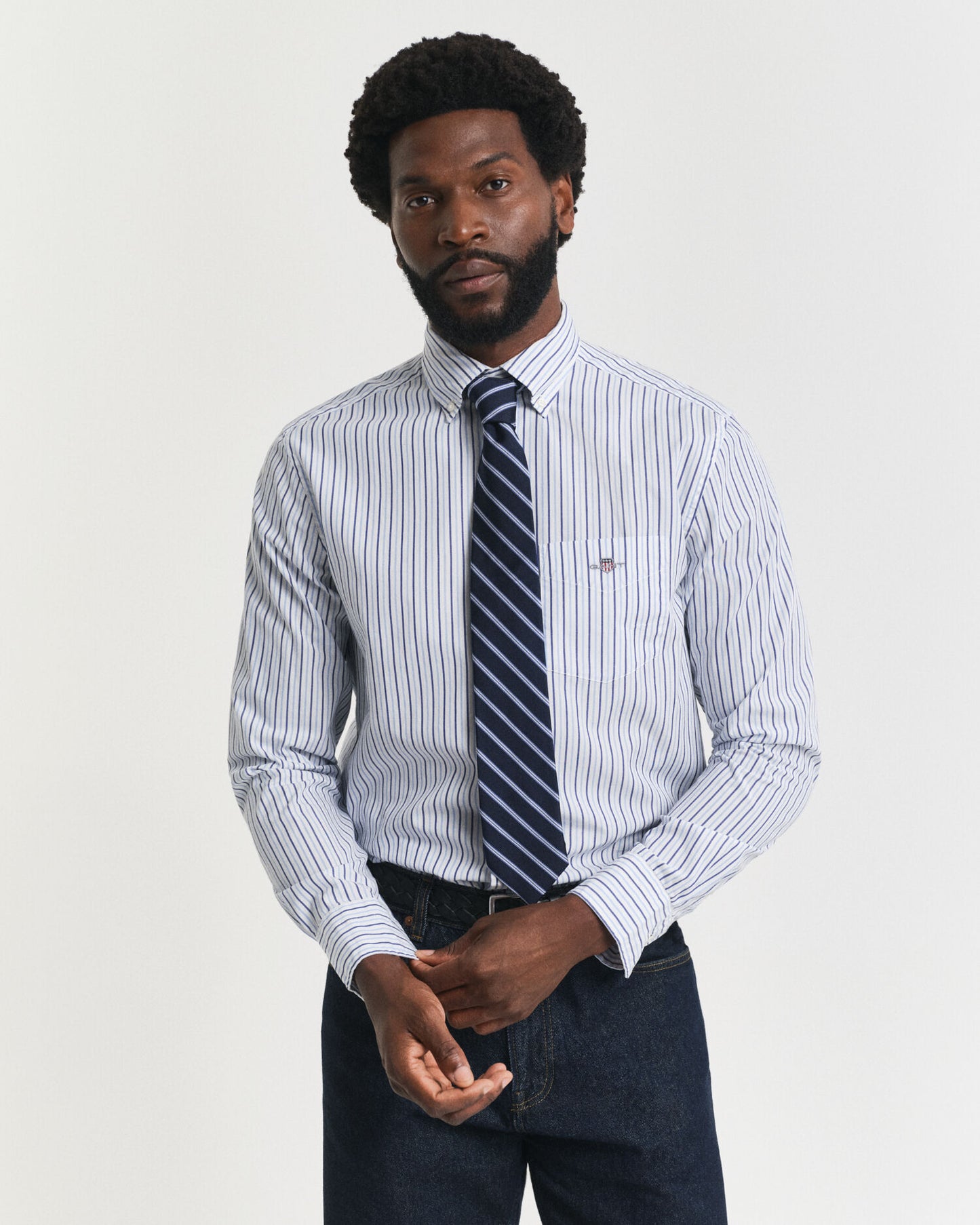 Chemise Popeline Classique Rayée Coupe Droite