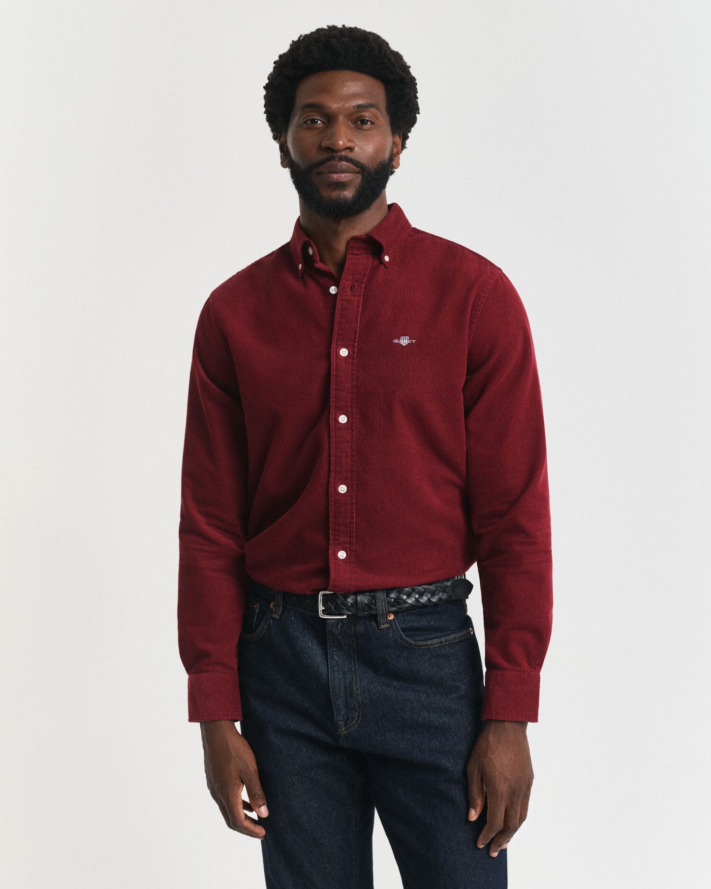 Chemise en velours côtelé de coton à coupe droite