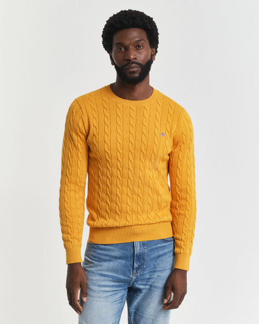 Pull ras du cou en maille torsadée de coton