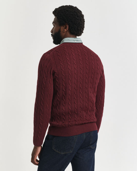 Pull col rond en tricot torsadé de coton