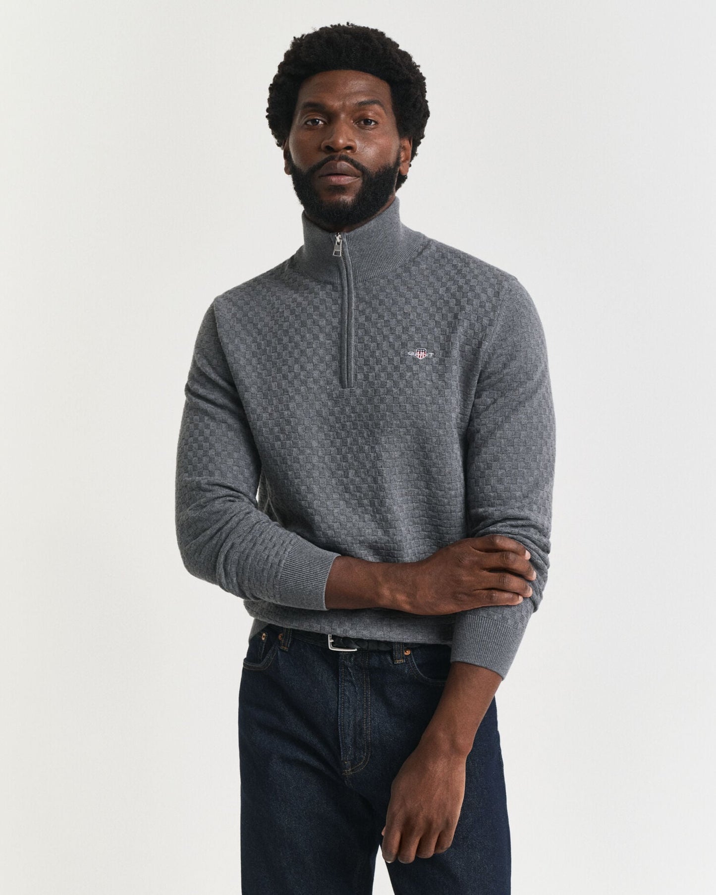 Pull demi-zippé microtexturé