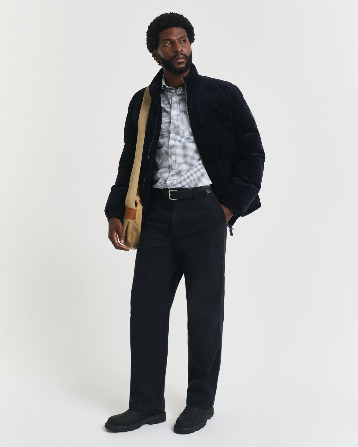 Chemise classique en popeline à micro-carreaux coupe droite