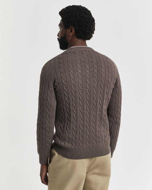 Pull ras-du-cou en maille torsadée de coton