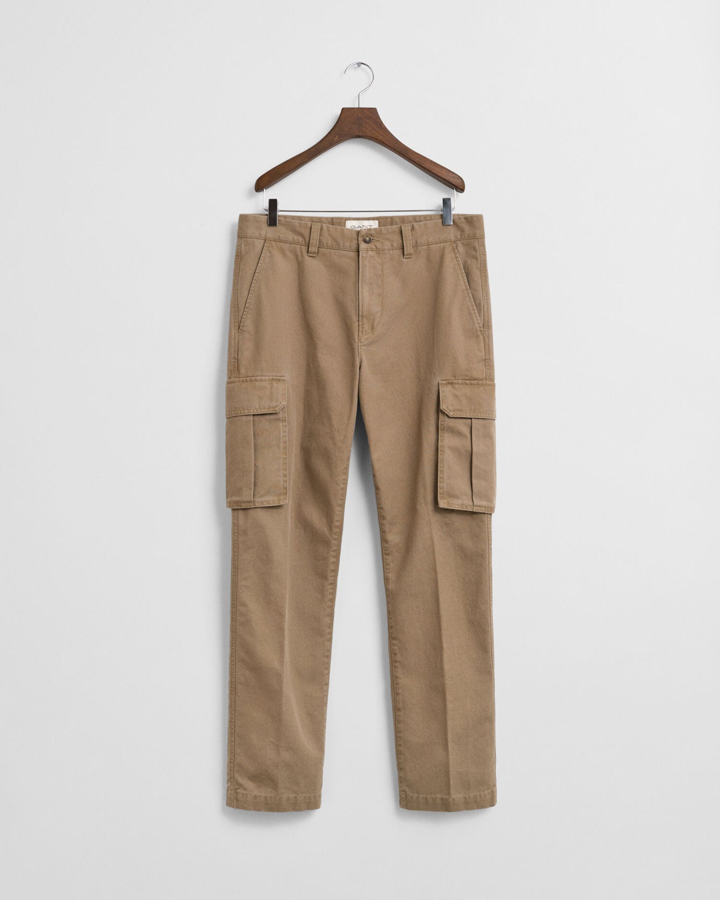 Pantalon cargo en sergé de coton coupe droite