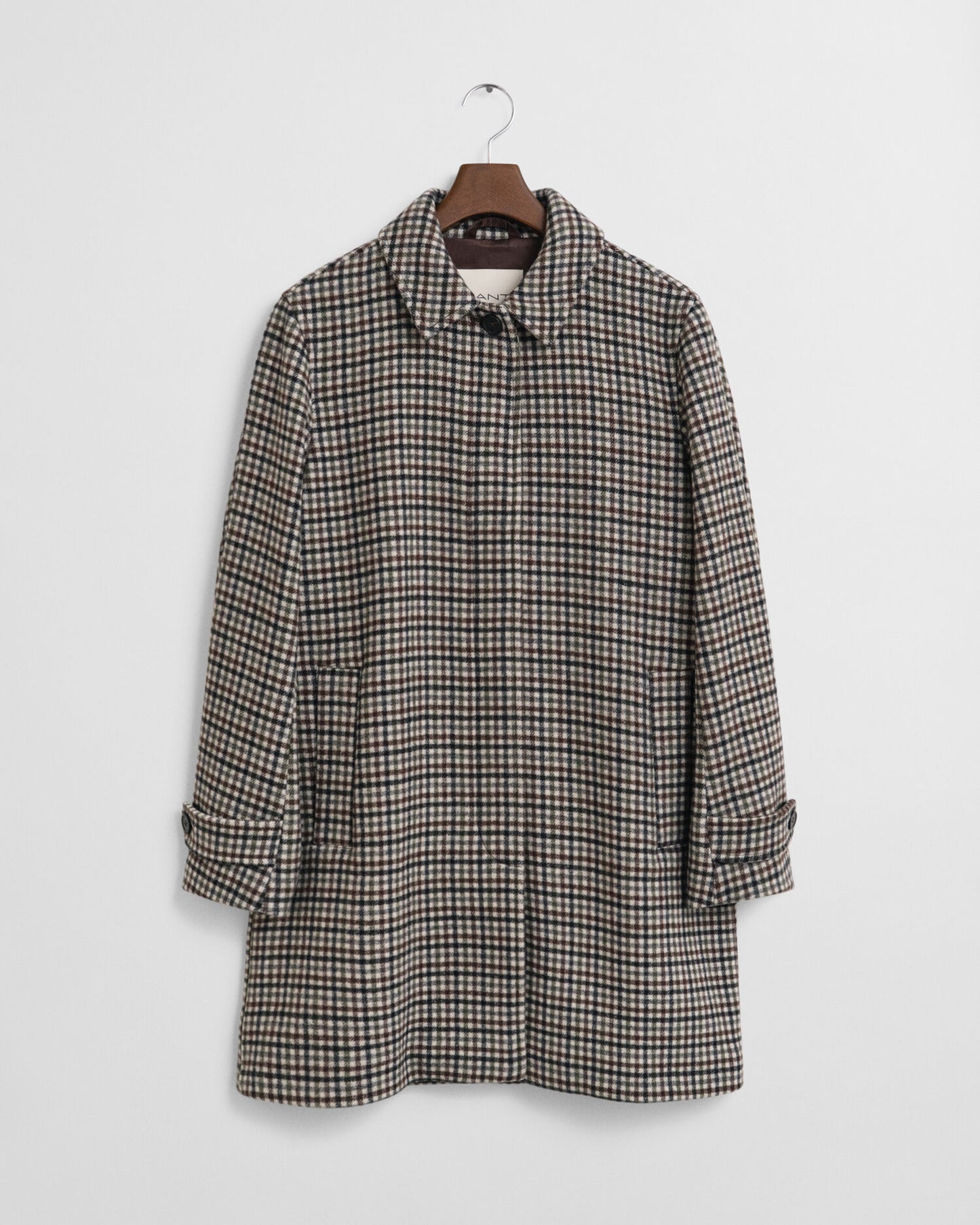 Manteau de voiture en laine mélangée à carreaux