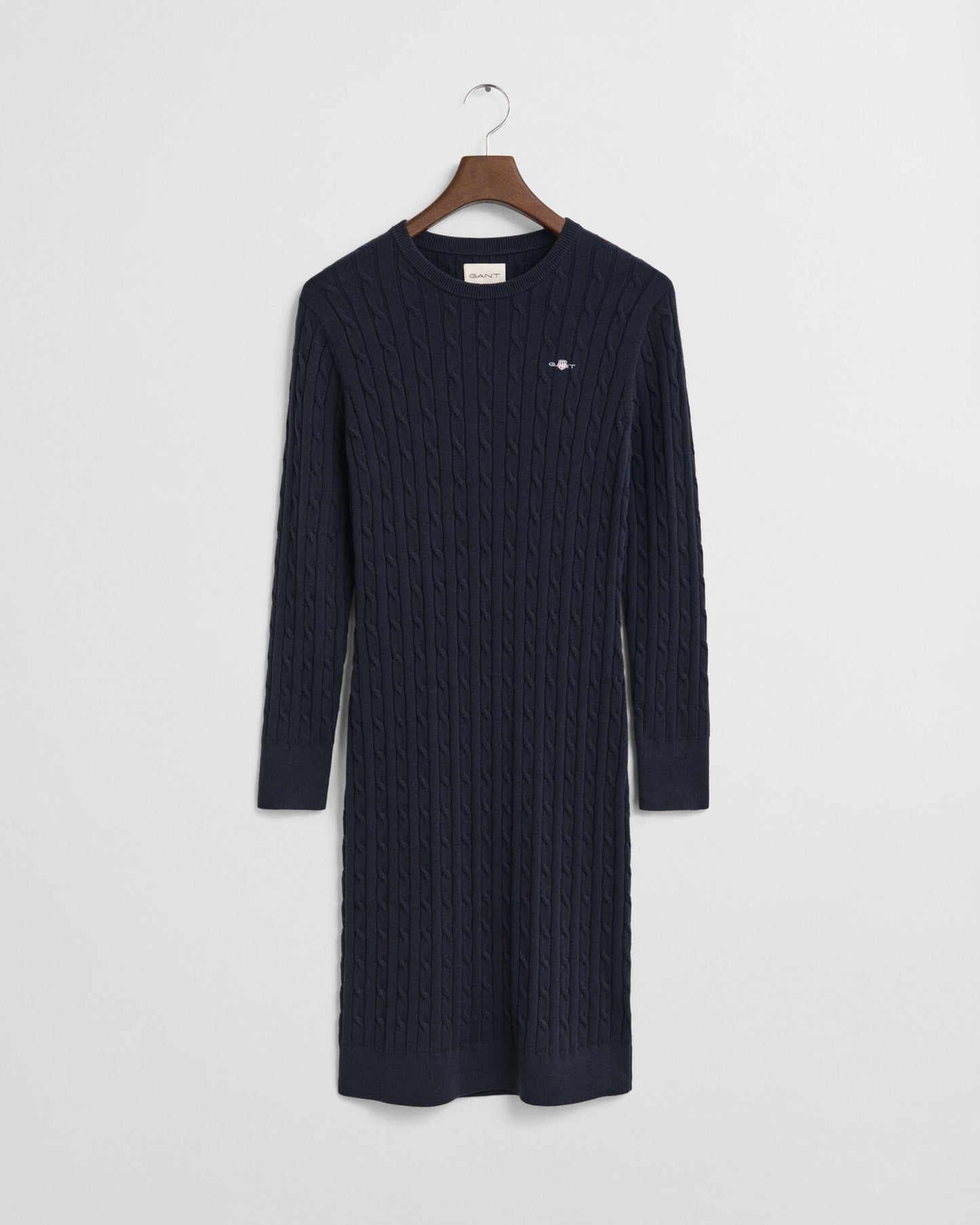 Robe pull col rond en maille torsadée de coton stretch