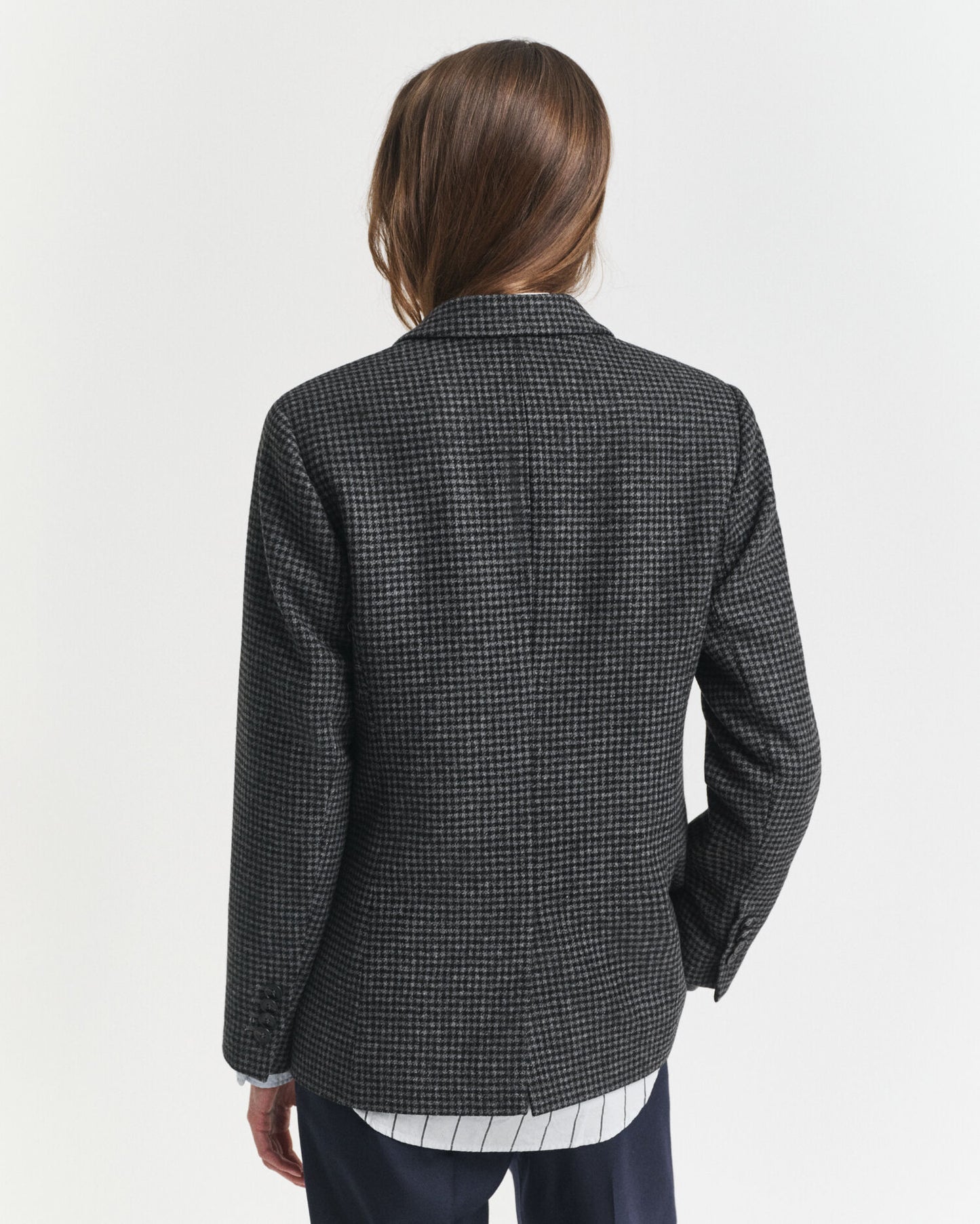 Blazer en Laine Pied-de-Poule Coupe Droite