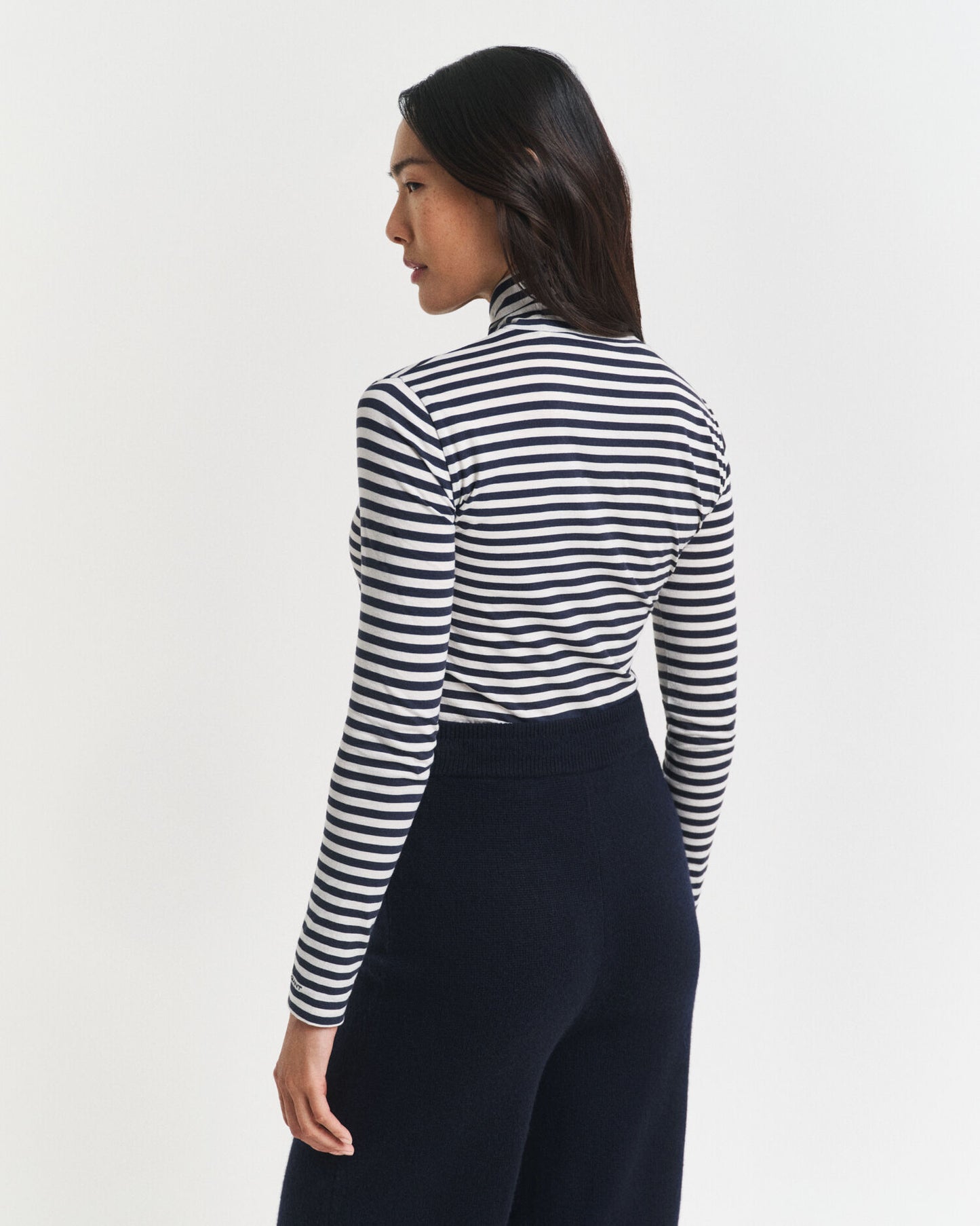 Top col roulé léger en coton rayé