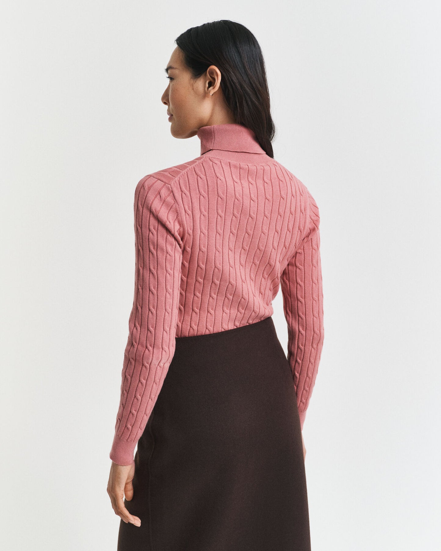 Chandail à col roulé en tricot torsadé de coton extensible
