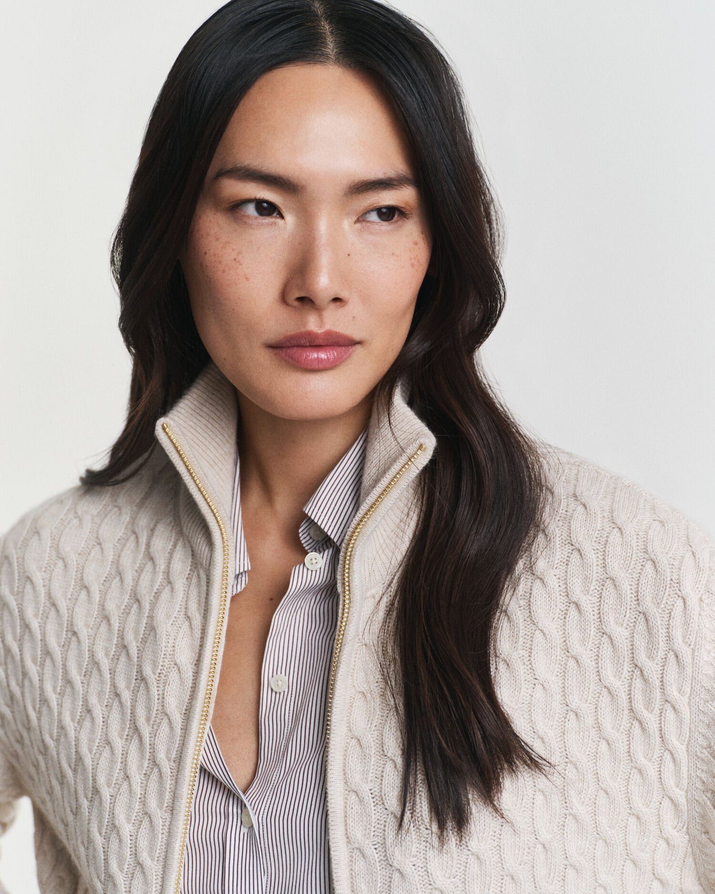 Cardigan zippé à côtes torsadées