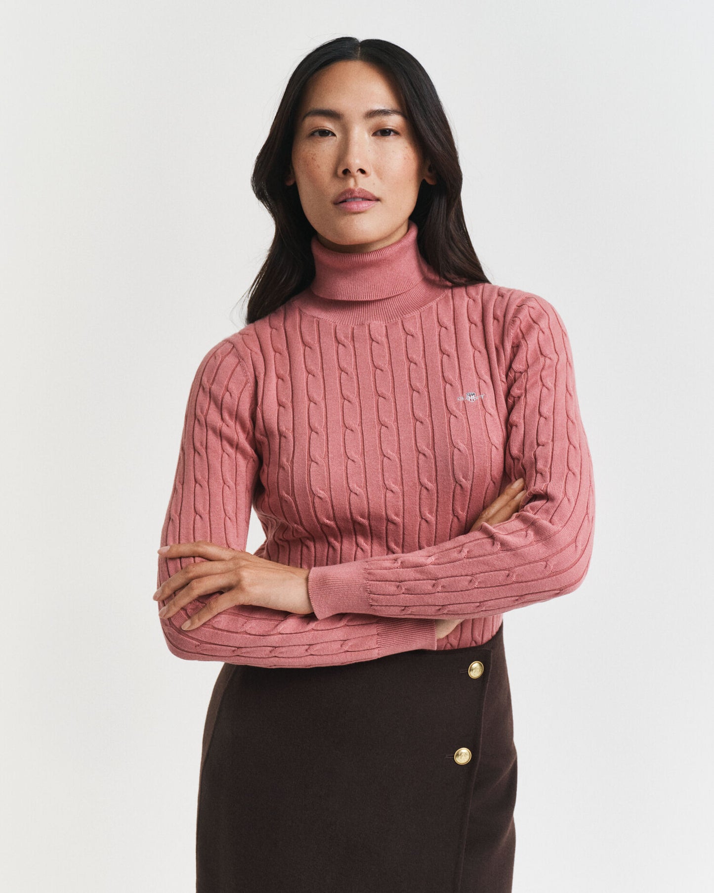 Pull col roulé en maille torsadée de coton extensible