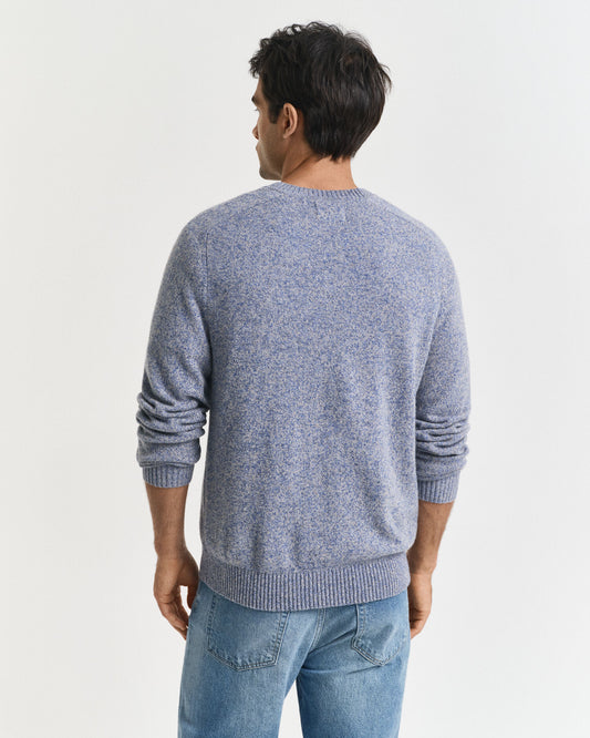 Pullover aus Wollmischung mit Mouliné-Rundhalsausschnitt
