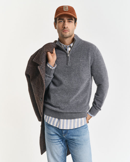 Kaschmir-Halbreißverschluss-Pullover