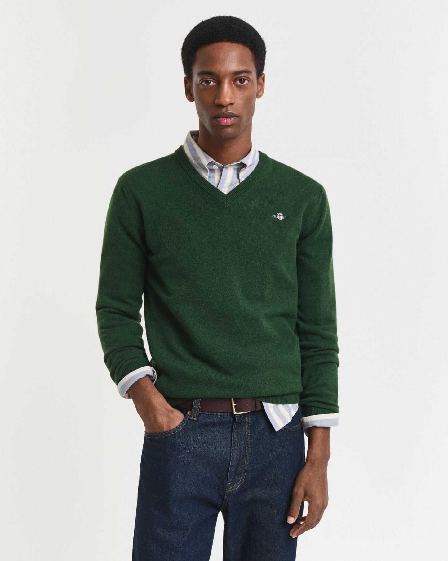 Pull col en V en laine d'agneau superfine