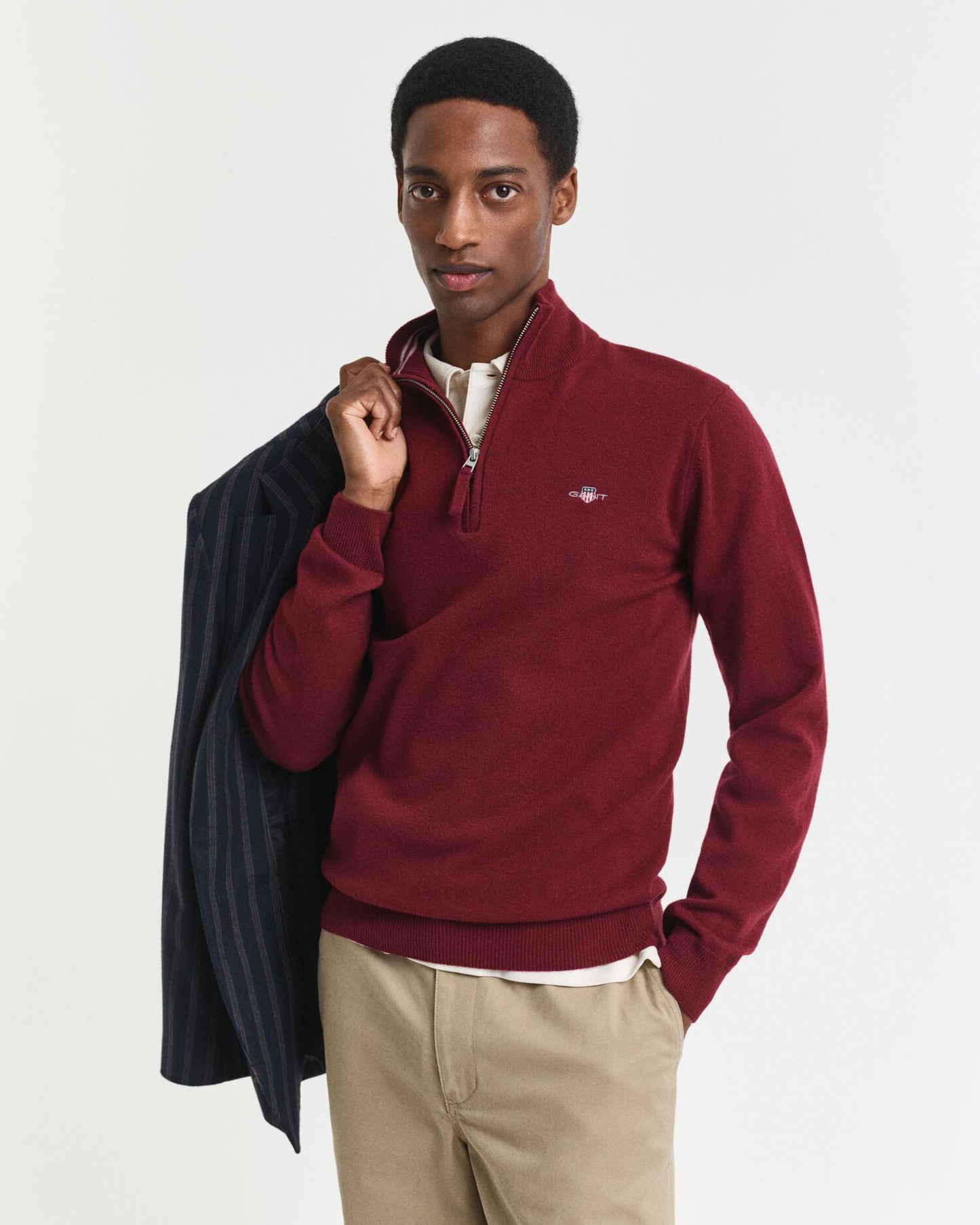 Superfeiner Lammwoll-Half-Zip-Pullover