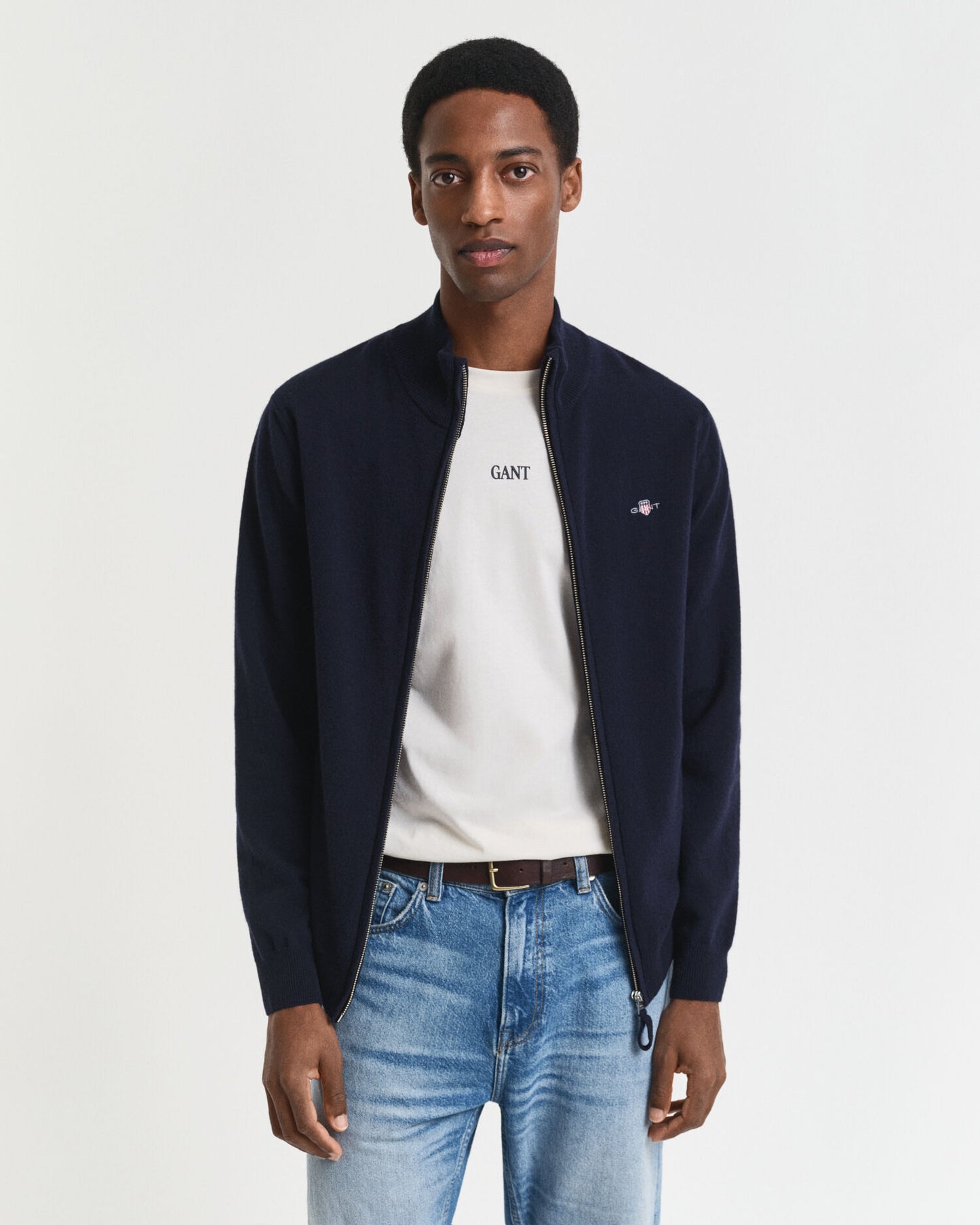 Cardigan zippé en laine d'agneau ultra-fine