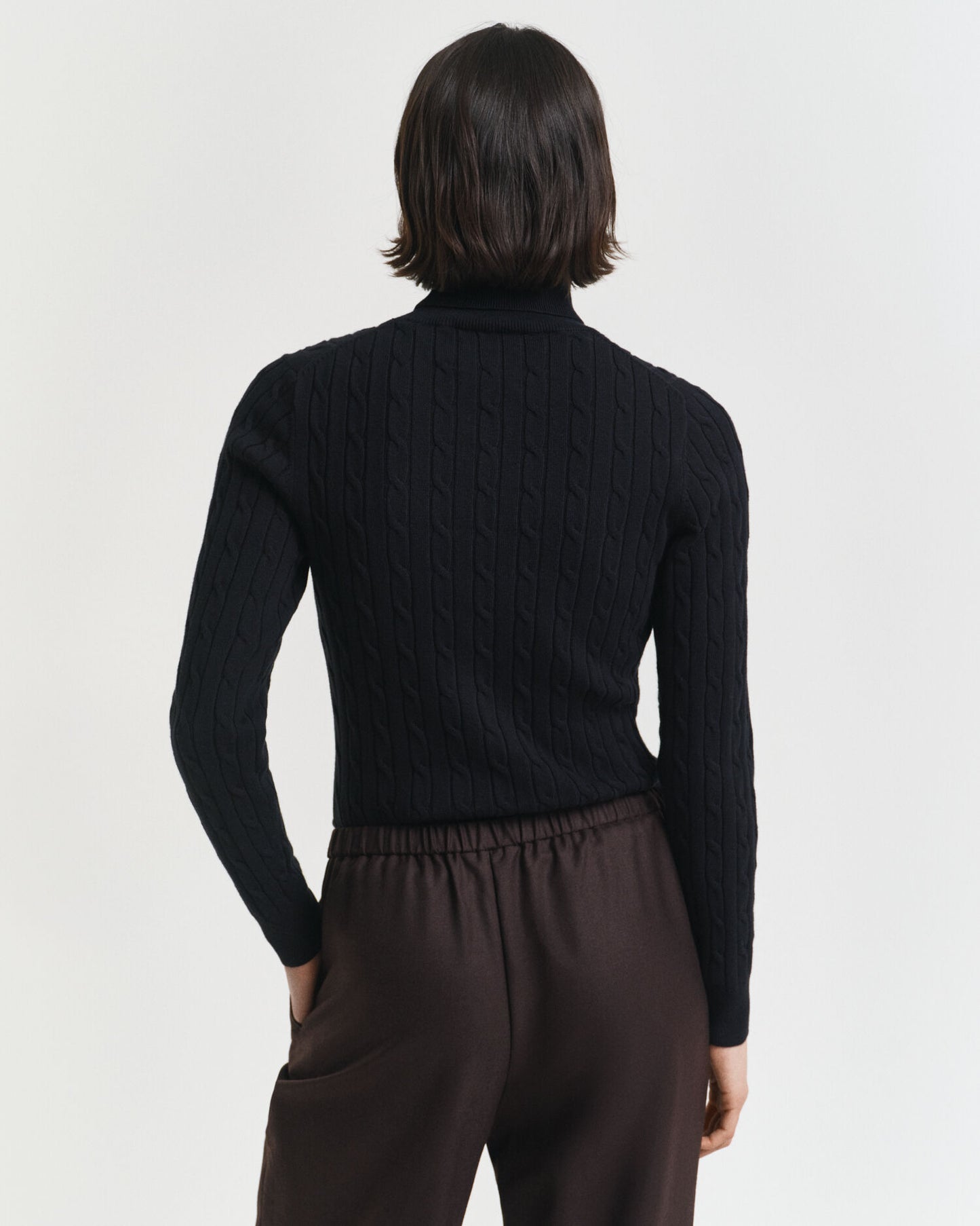 Chandail à col roulé en maille torsadée de coton extensible