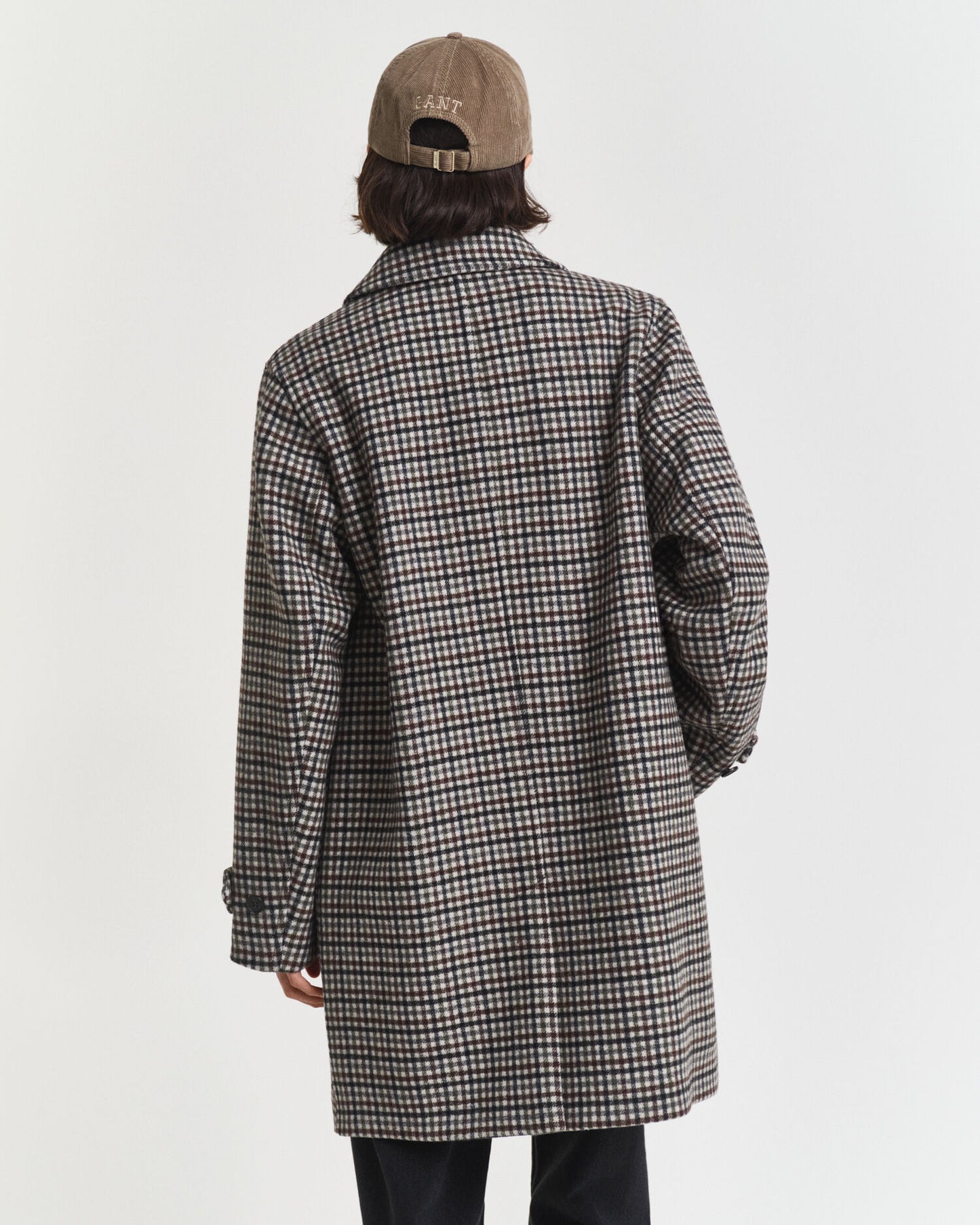 Manteau de voiture en laine mélangée à carreaux