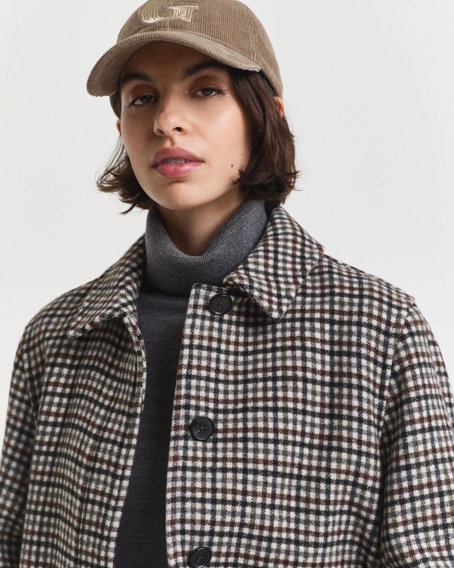 Manteau de voiture en laine mélangée à carreaux