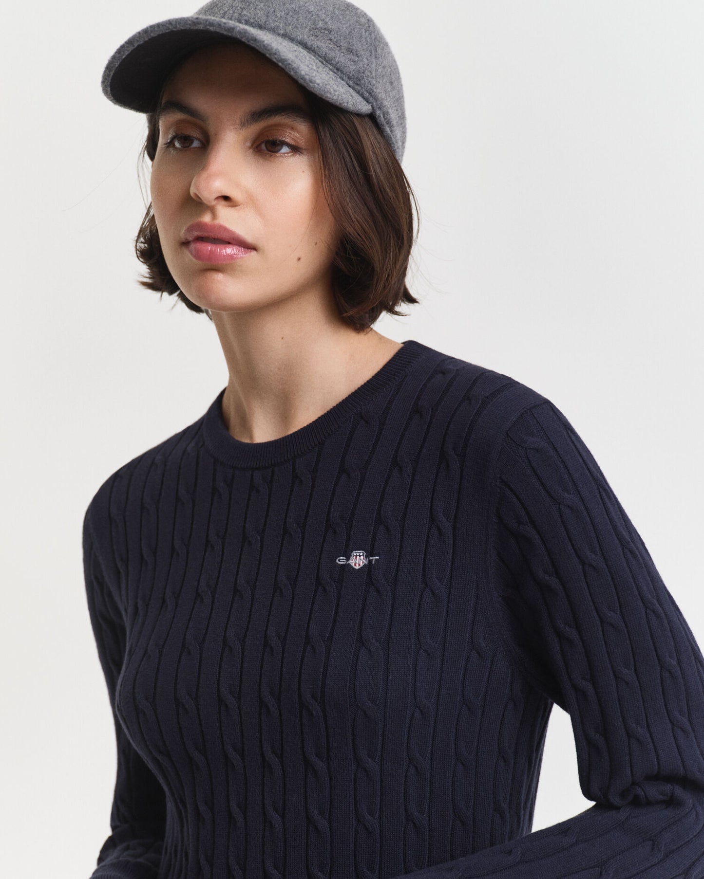 Robe pull col rond en maille torsadée de coton stretch