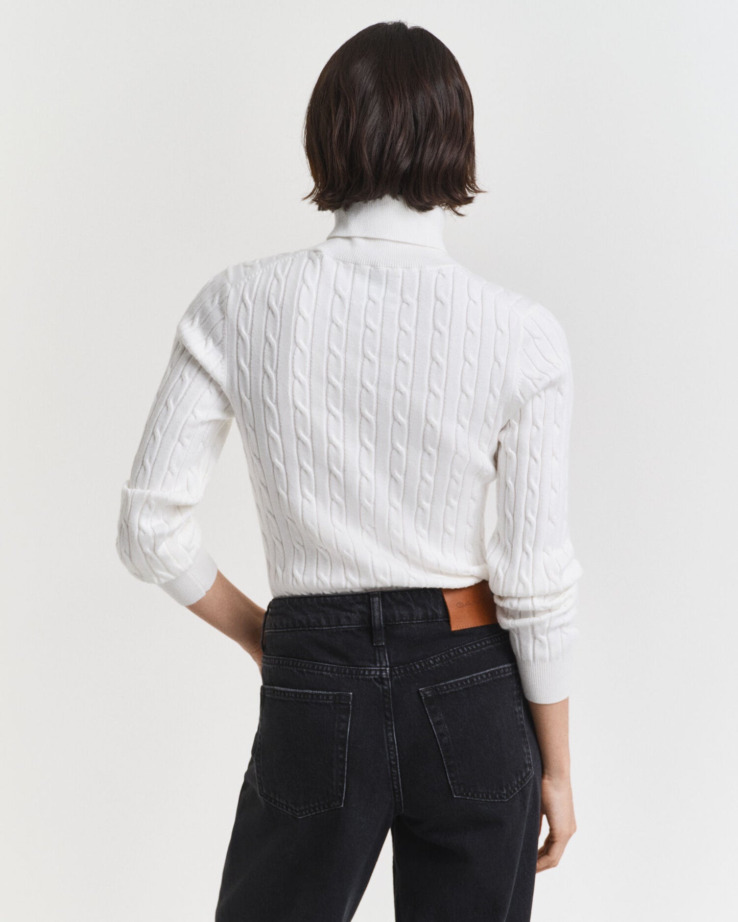Pull col roulé en maille torsadée de coton extensible