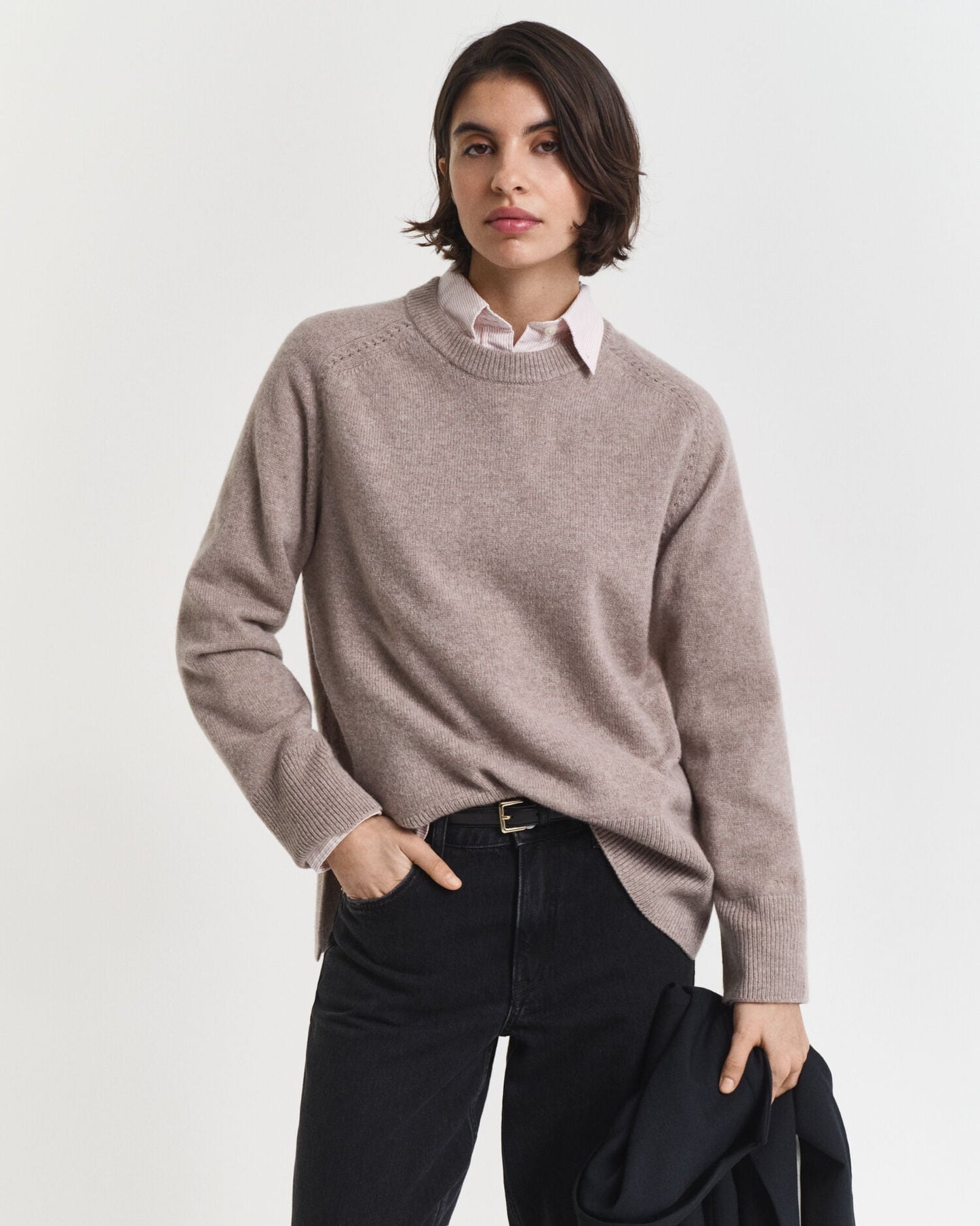 Pull col rond en mélange de laine et cachemire doux
