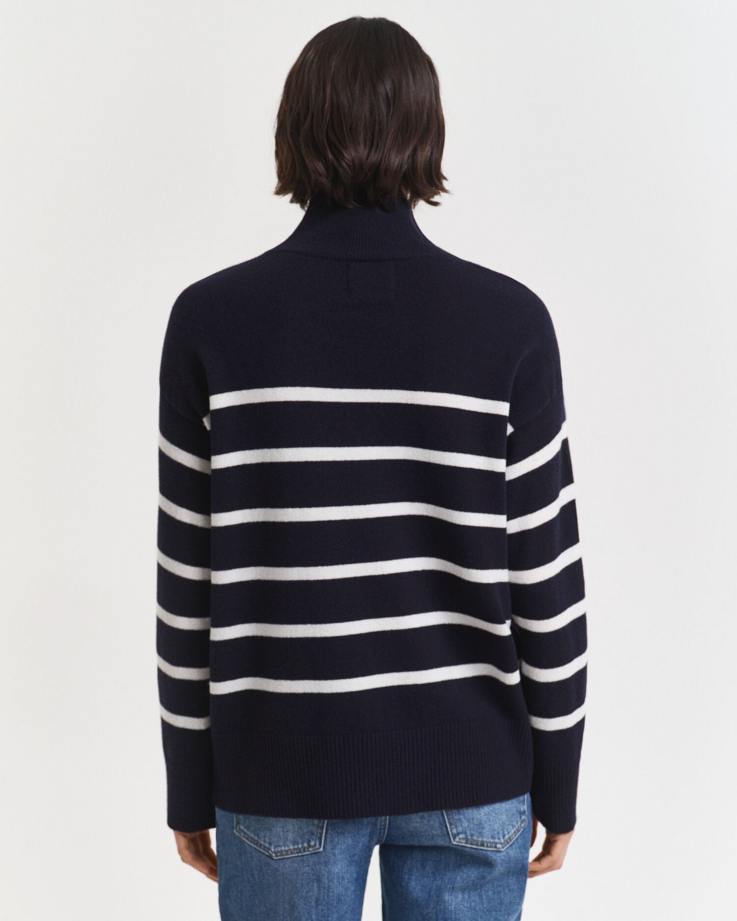 Pull col roulé en laine d'agneau superfine rayé