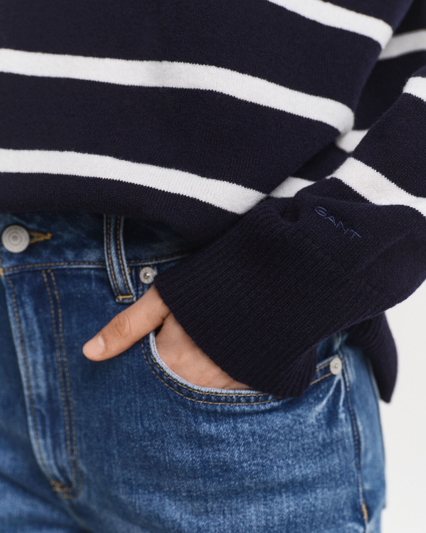 Pull col roulé en laine d'agneau superfine rayé