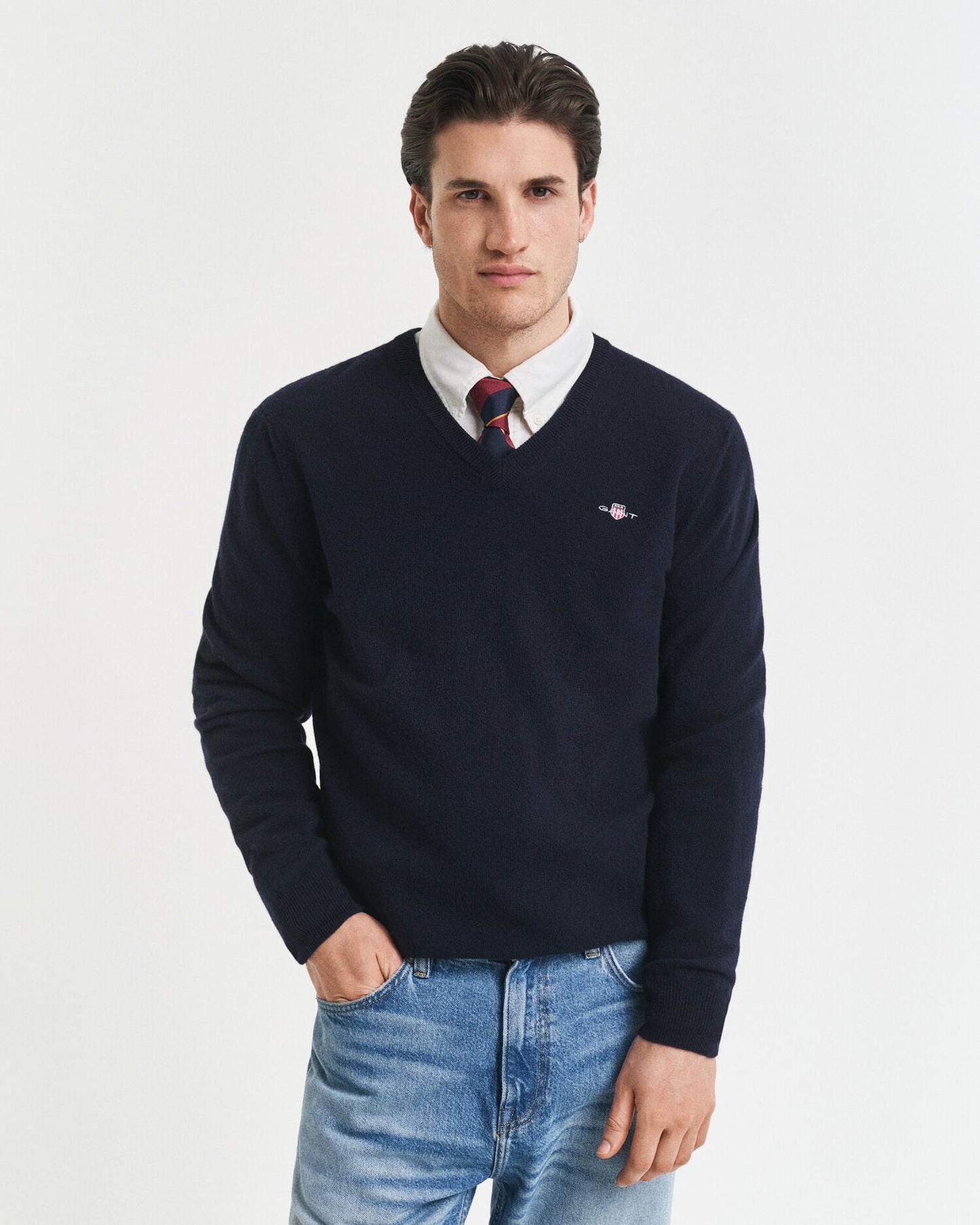 Pull col en V en laine d'agneau superfine