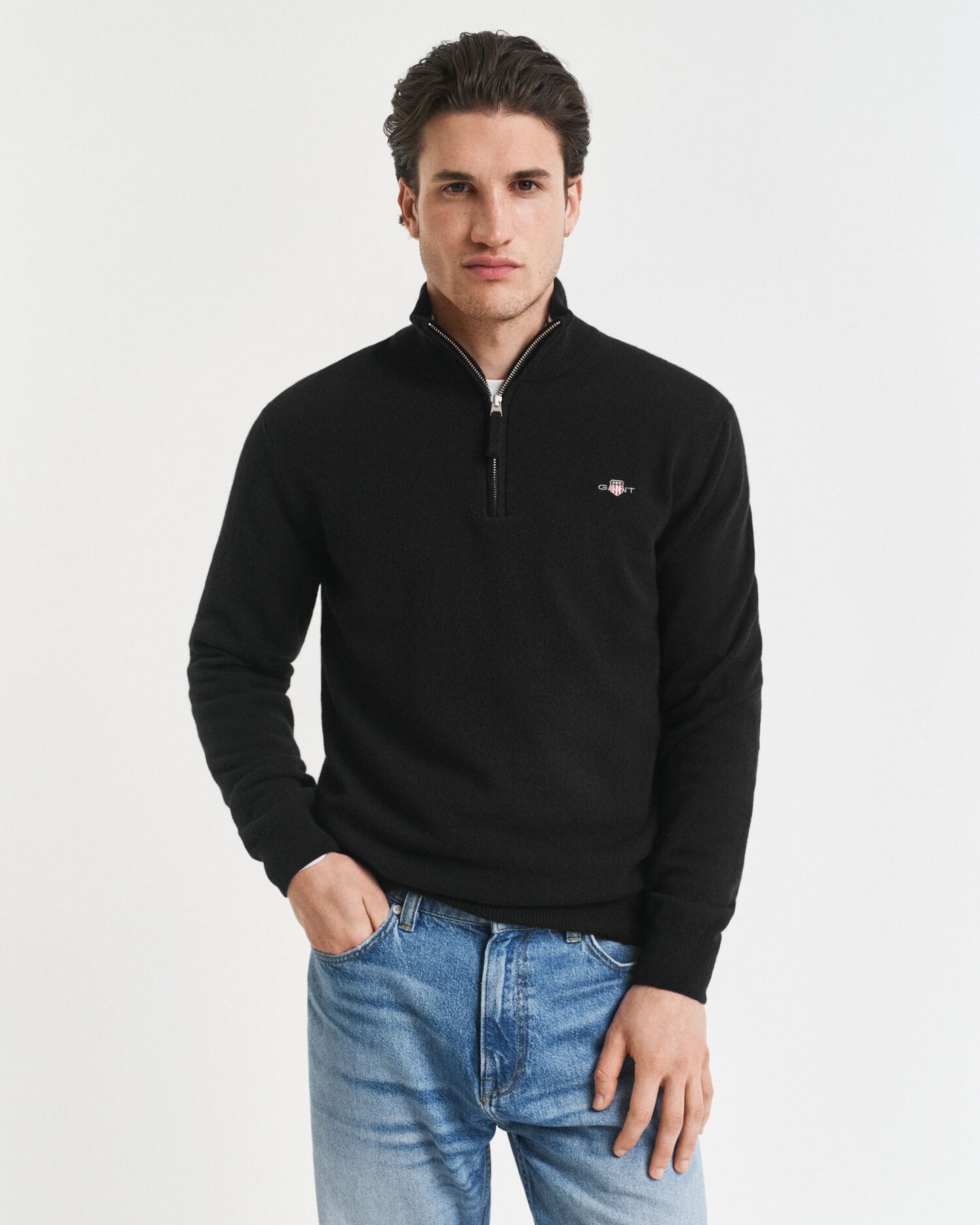 Pull demi-zip en lambswool superfine