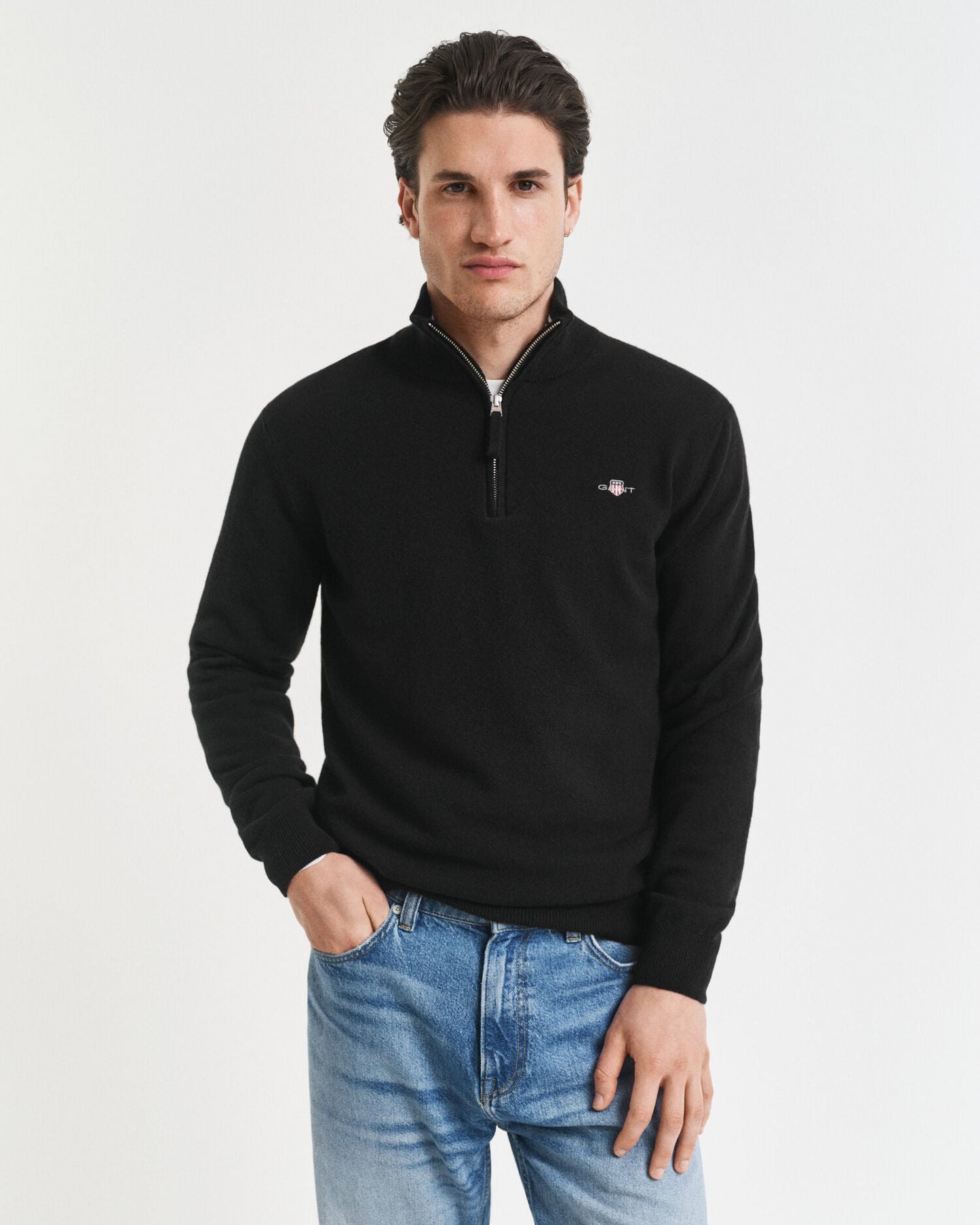 Pull en demi-zip en lambswool superfine