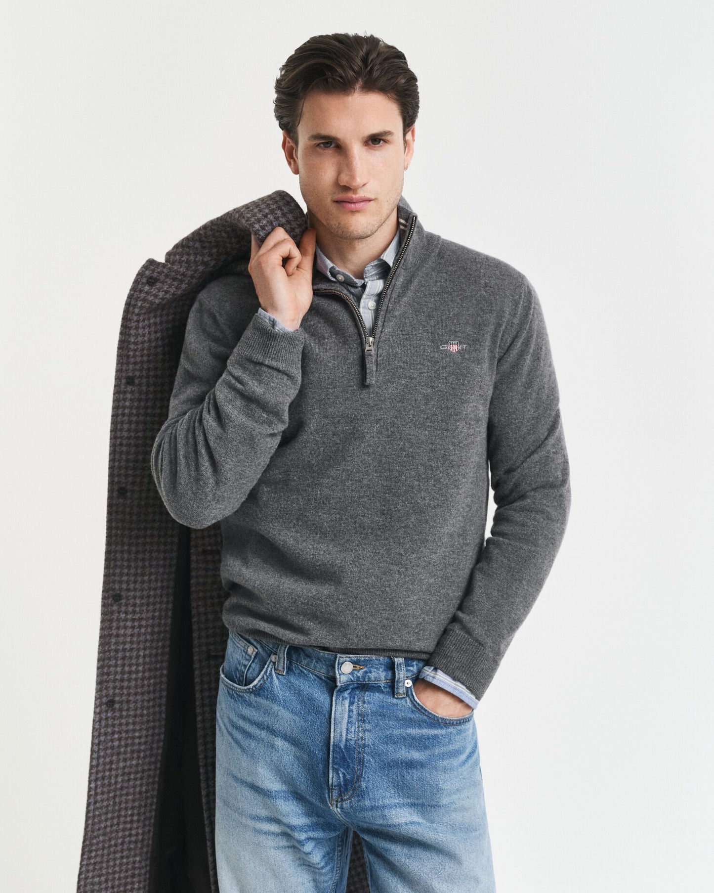 Pull demi-zip en lambswool superfine