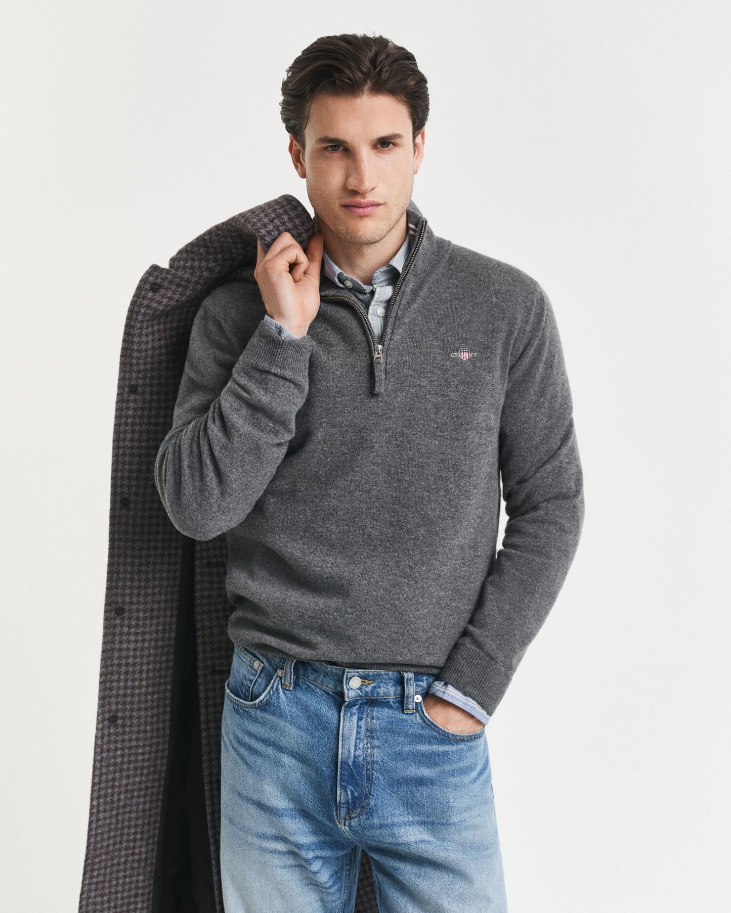 Pull demi-zip en lambswool superfine