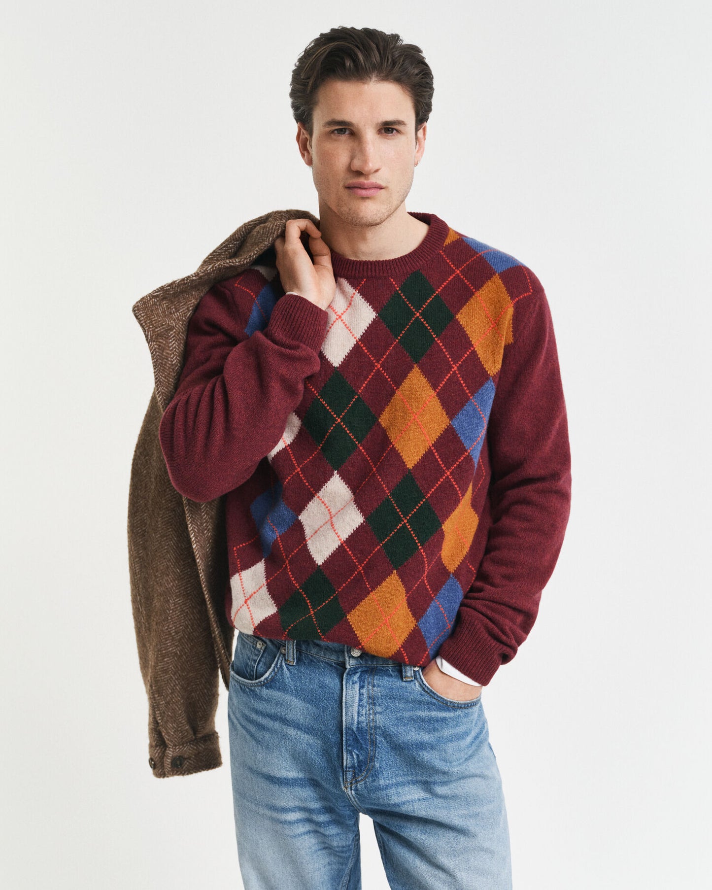 Argyle-Pullover mit Rundhalsausschnitt