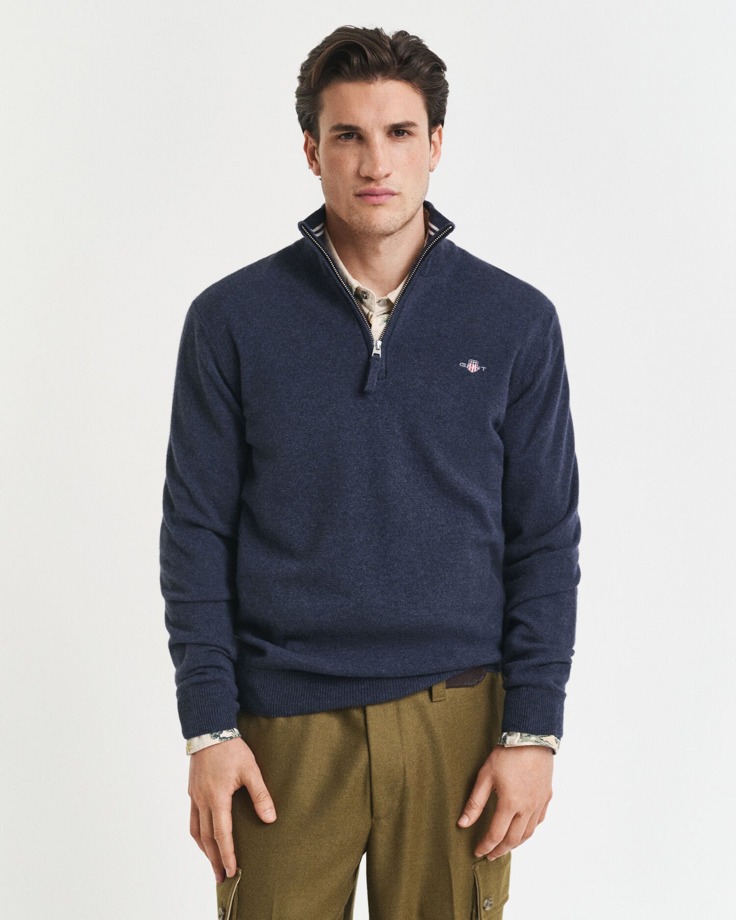 Pull demi-zip en lambswool superfine