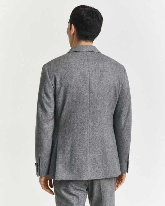 Schmale Anzugjacke aus Flanell-Fischgrät