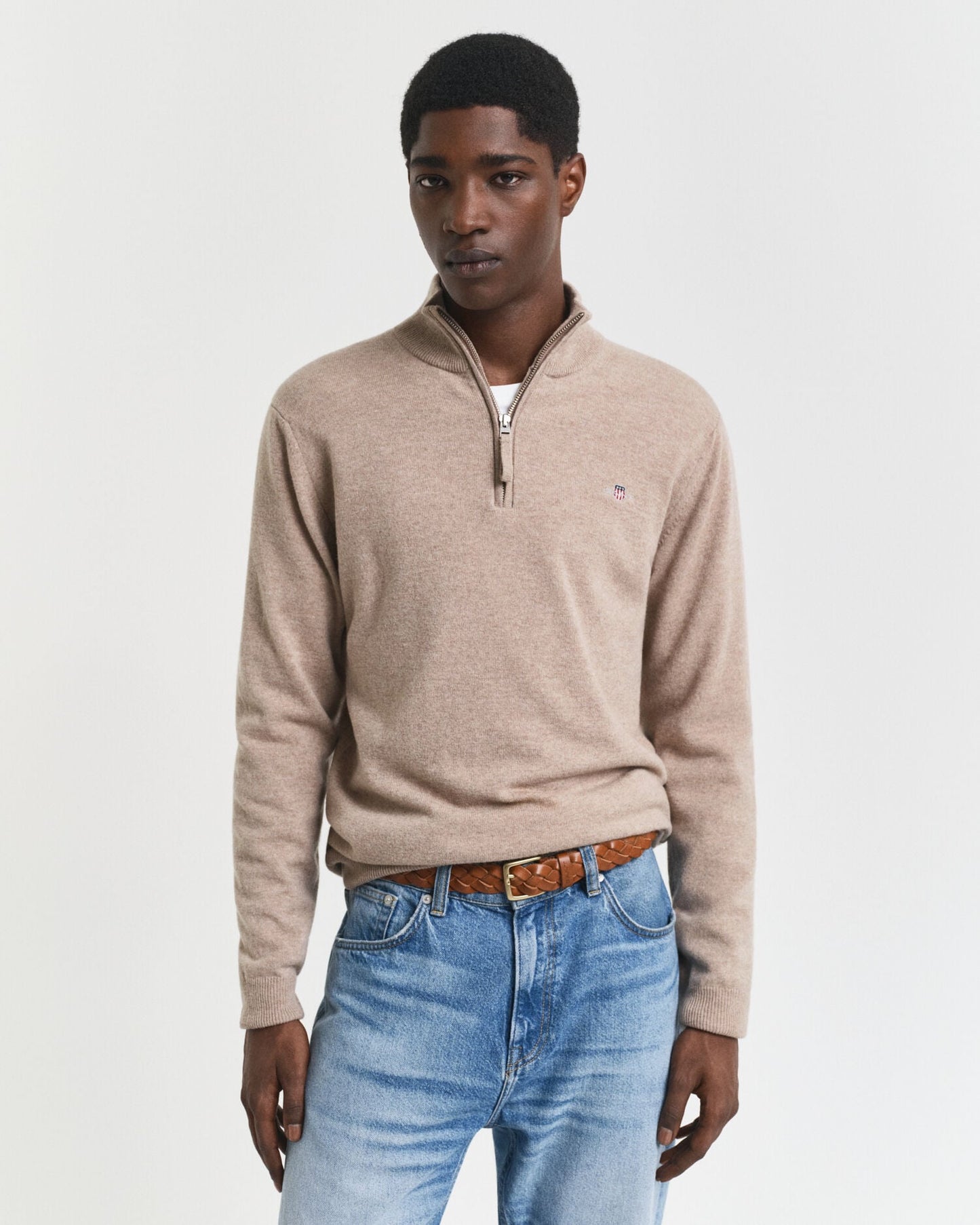 Pull en demi-zip en lambswool superfine