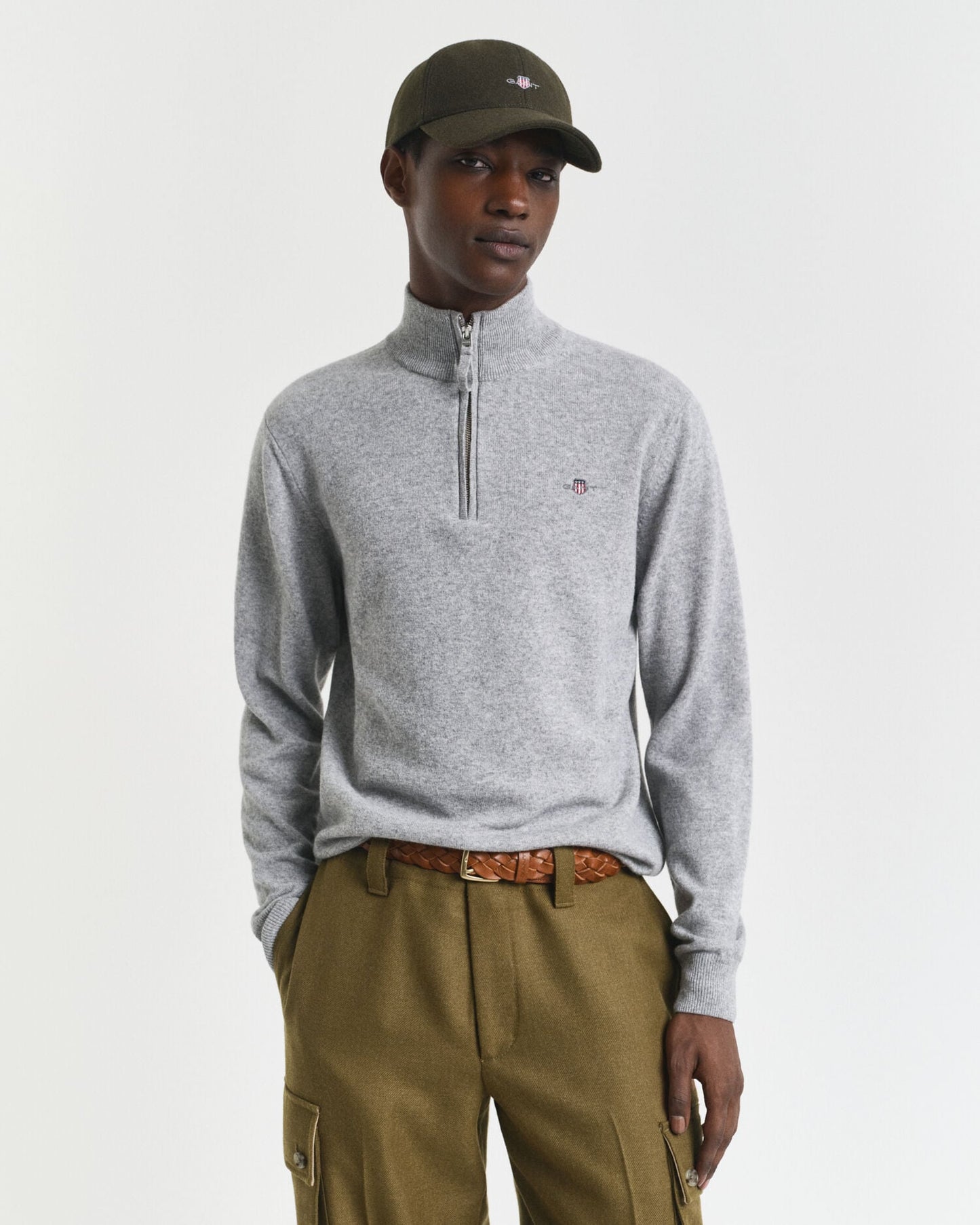 Pull demi-zippé en agneau de première qualité