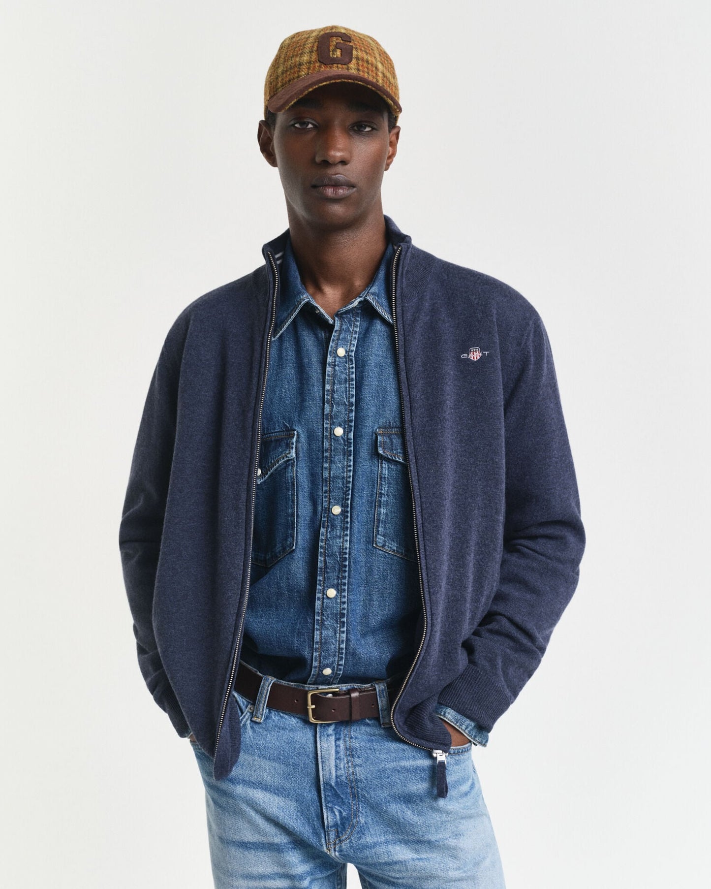 Cardigan zippé en laine d'agneau ultra-fine