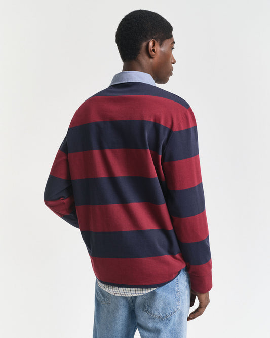 Gestreifter Heavy Rugger mit Chambray-Kragen