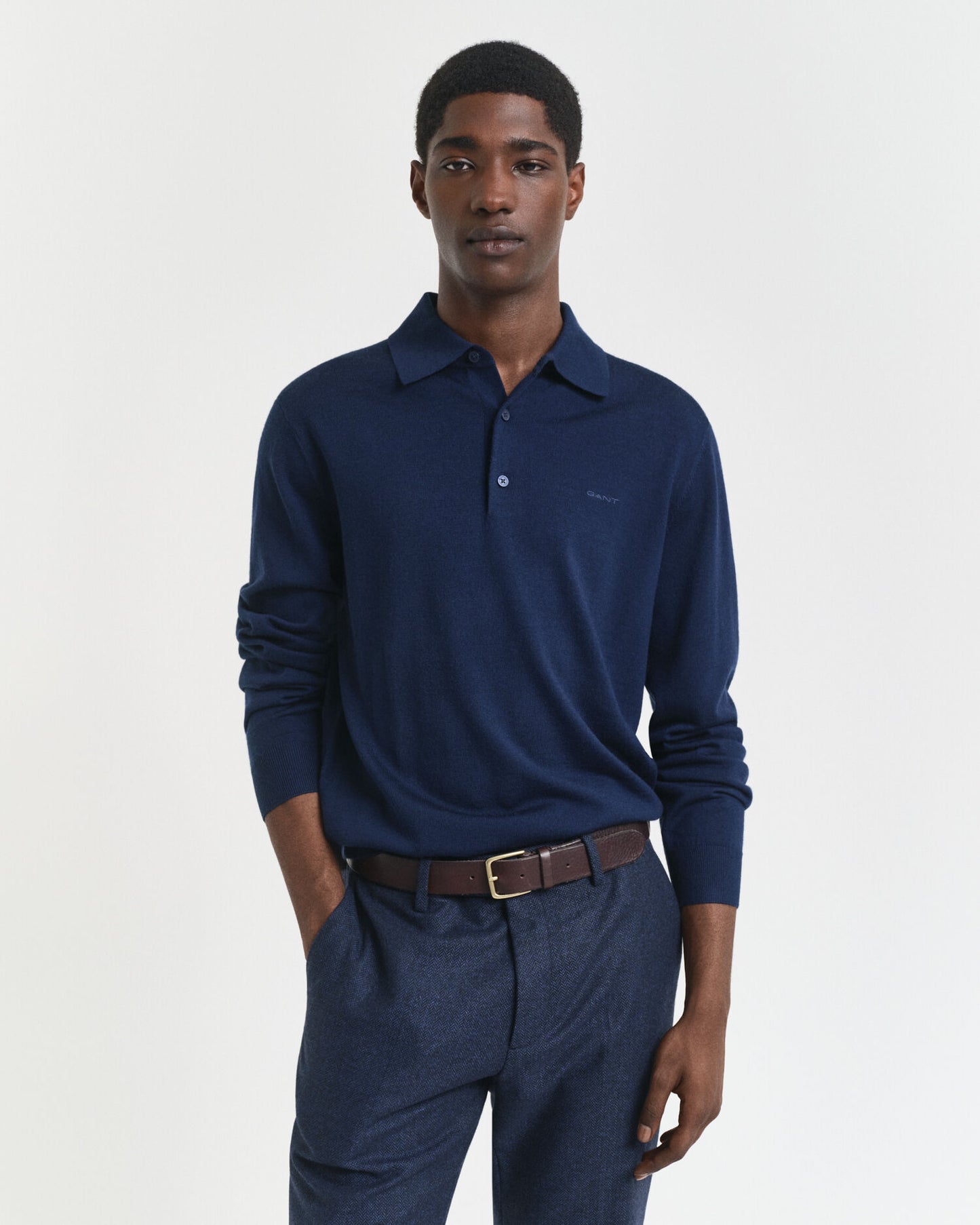 Polo-Pullover aus extrafeiner Merinowolle