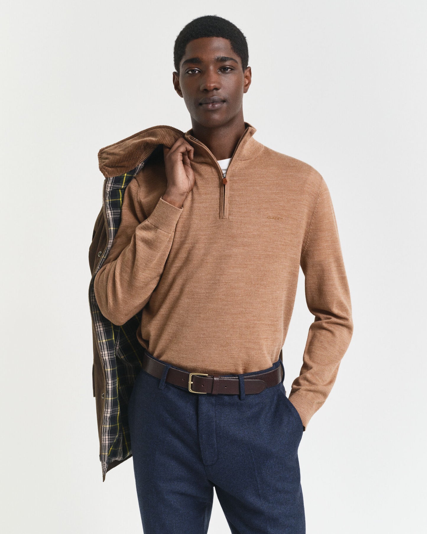 Pull demi-zip en laine mérinos extra-fine