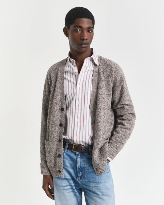 Cardigan mouliné en mélange de laine